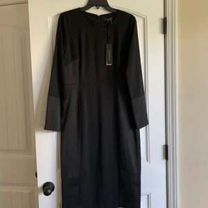 DONNA KARAN‼️$495 MSRP Rich Revival Black Crossover Lined Dress sz 10 NWT